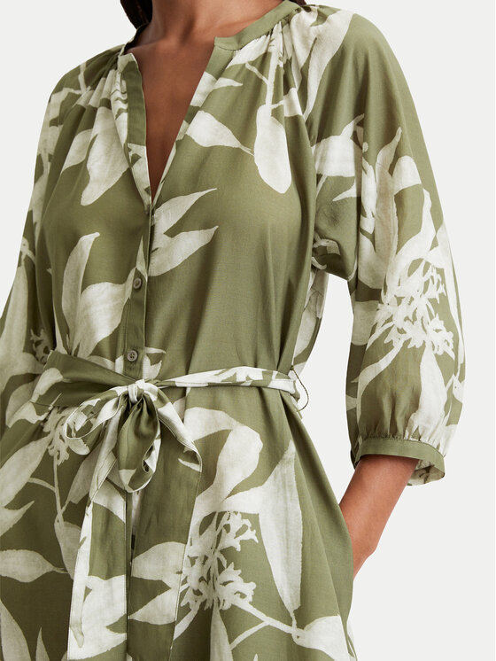 Marc O'Polo Marc O'Polo Košeľové šaty 506 0915 21197 Zelená Relaxed Fit