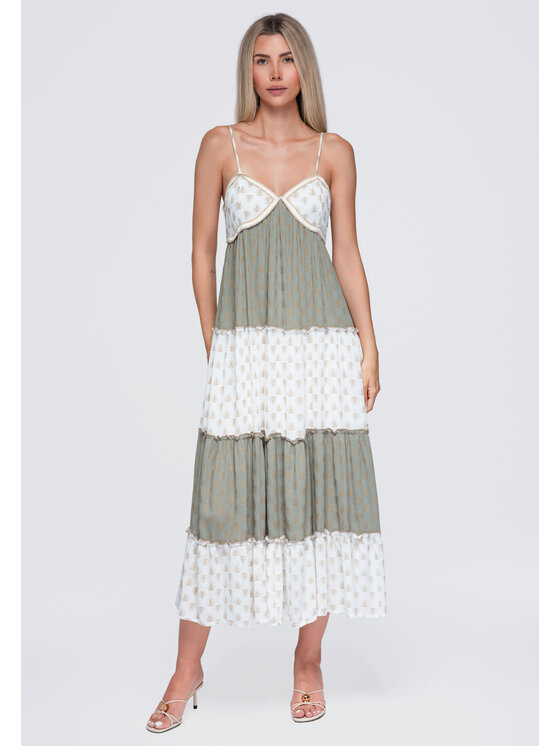 Ombre Ombre Sukienka codzienna OW-DLR-E0007 Zielony Loose Fit