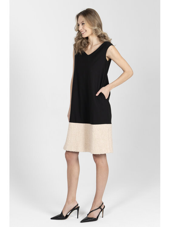 Deni Cler Milano Deni Cler Milano Sukienka dzianinowa W-DC-3240-F2-G1-91-1 Czarny Loose Fit