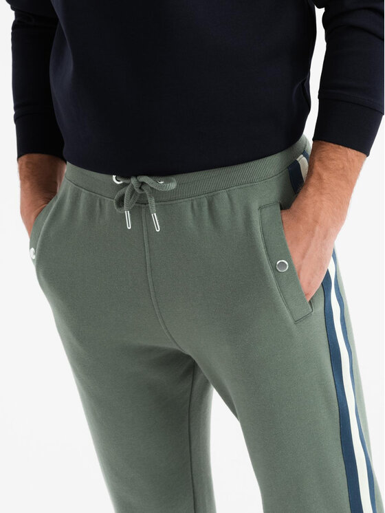 Ombre Ombre Spodnie dresowe OM-PASK-0258 Khaki Regular Fit