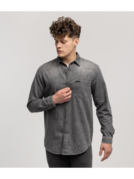 Lee Cooper Lee Cooper Koszula jeansowa KADES 3213 Szary Regular Fit