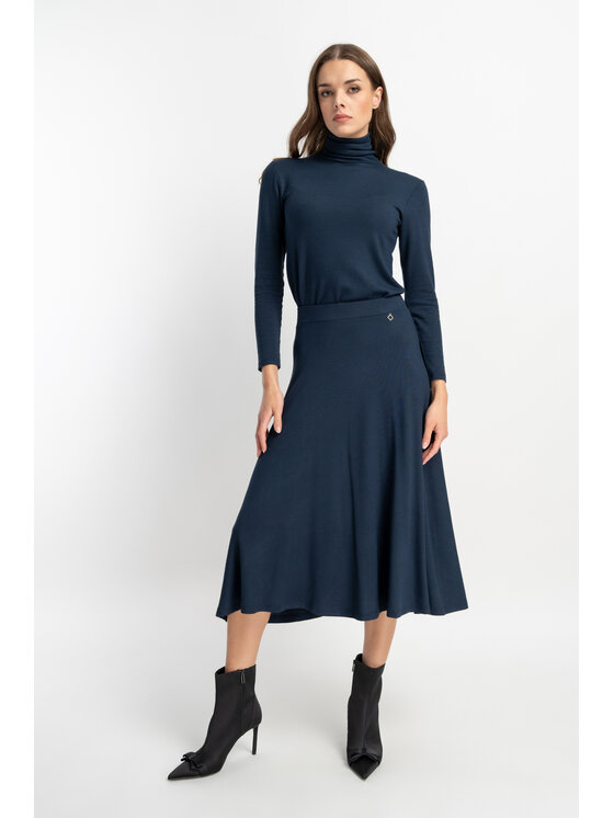 CLICK CLICK Midi sukňa 50-714 Tmavomodrá Classic Fit