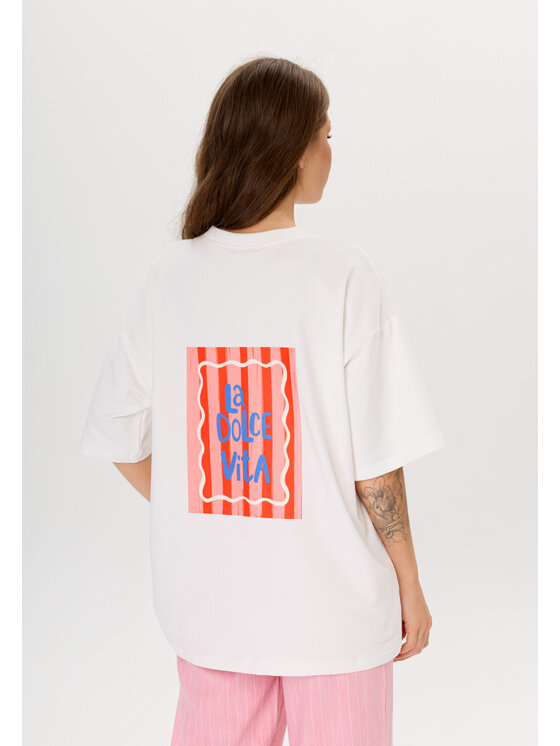 Mirons Mirons T-Shirt Print Biały Oversize
