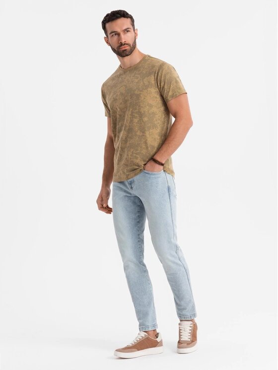 Ombre Ombre T-Shirt OM-TSFP-0223 Zielony Regular Fit