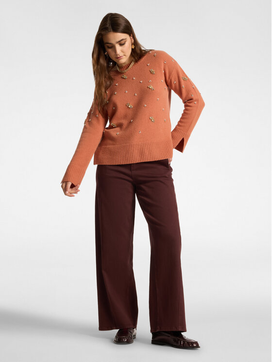 Elena Mirò Elena Mirò Spodnie materiałowe P702G000439N039 Bordowy Flare Fit