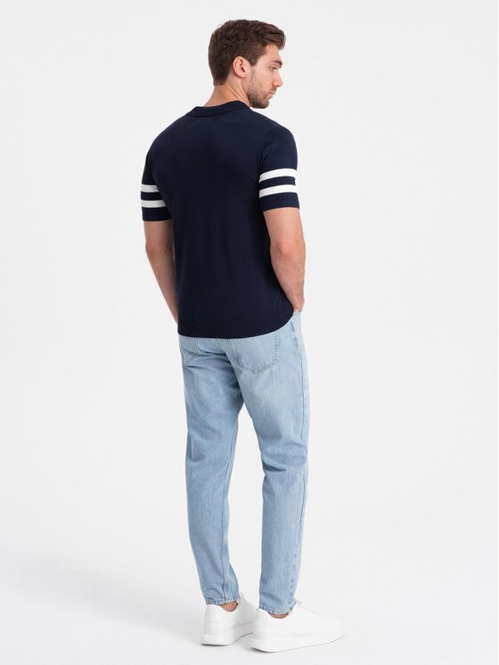 Ombre Ombre Polokošile OM-POSS-0118 Tmavomodrá Regular Fit