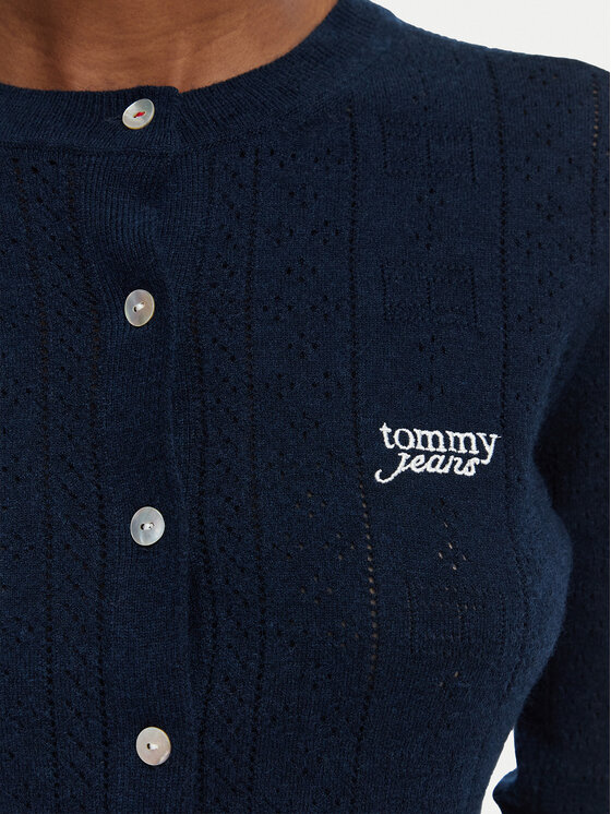Tommy Jeans Tommy Jeans Кардиган Pointelle DW0DW22931 Тъмносин Regular Fit