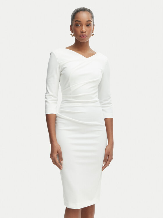 Rinascimento Rinascimento Коктейлна рокля CFC0127699003 Бял Slim Fit