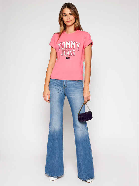 Tommy Jeans Marškinėliai Collegiate Logo DW0DW09075 Rožinė Boyfriend Fit •  Modivo.lt