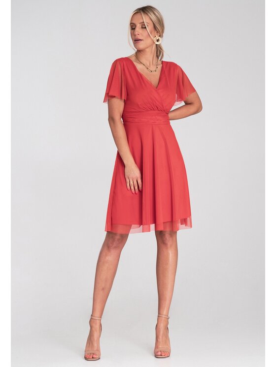 FIGL FIGL Koktejlové šaty M1206 Oranžová Flared Fit