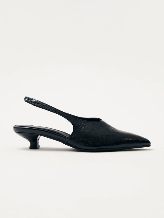 Podpiętki skórzane, rozmiar 42, Czarne, Eros Black Leather Pumps