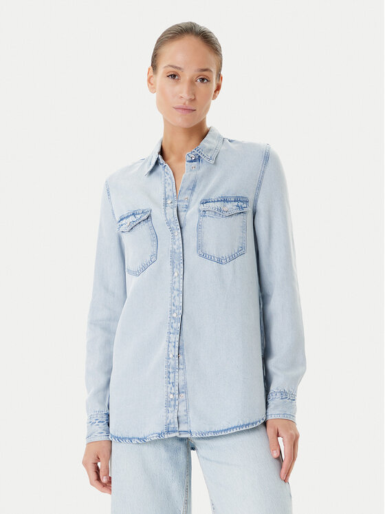 Guess Koszula jeansowa W5YH33 D4N61 Niebieski Regular Fit