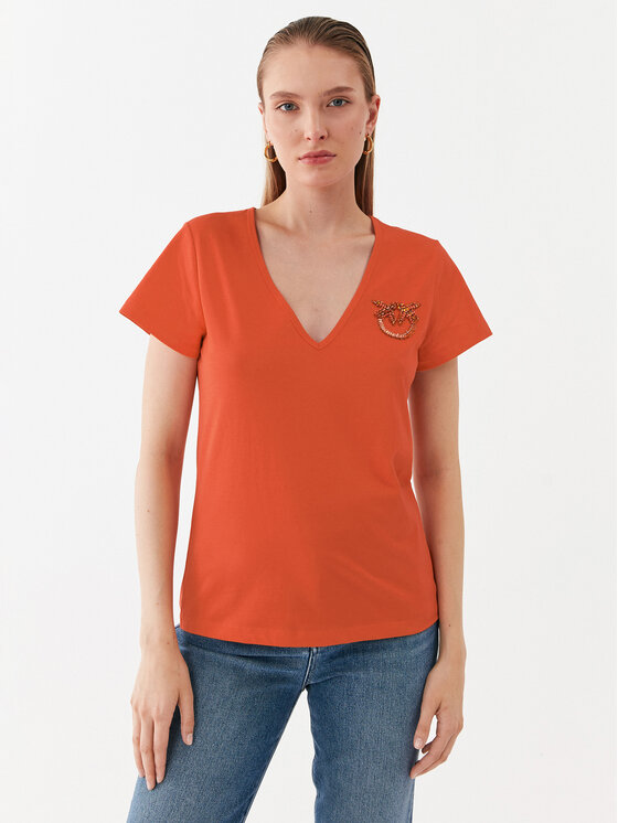 Pinko T-krekls 100372 A0MA Oranžs Regular Fit