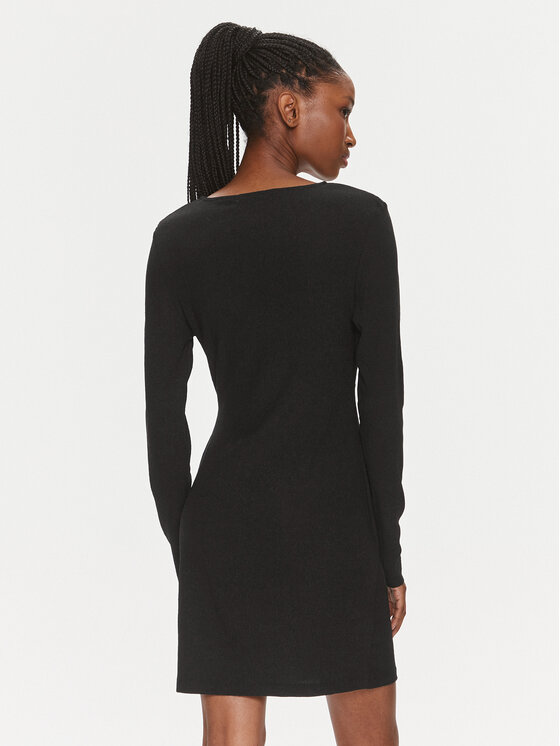 Calvin Klein Jeans Calvin Klein Jeans Koktel haljina Front Split Wrap Ls Dress J20J222516 Crna Slim Fit