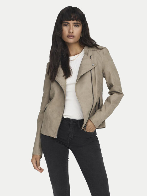 ONLY Bunda z imitácie kože Ava 15102997 Béžová Regular Fit