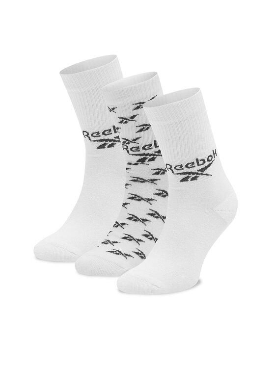 Reebok Súprava 3 párov vysokých ponožiek unisex Cl Fo Crew Sock 3P GG6682 Biela