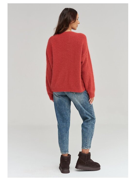 Makadamia Makadamia Sweter C93 Pomarańczowy Loose Fit