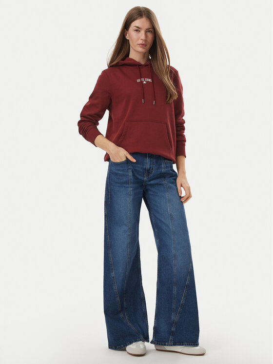 Guess Jeans Guess Jeans Bluza W6BQ04 K5411 Bordowy Regular Fit