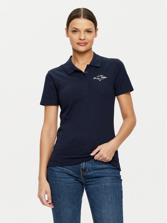 Tommy Hilfiger Tommy Hilfiger Polokošile WW0WW43930 Tmavomodrá Slim Fit
