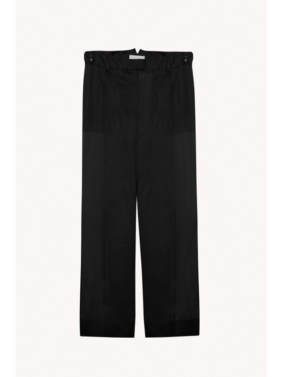 Epuzer Epuzer Spodnie materiałowe Transparent organza Czarny Loose Leg