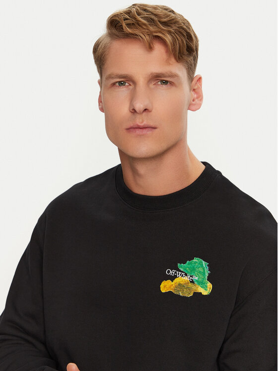 Off White Felpa OMBA057S23FLE0011084 Nero Regular Fit Modivo