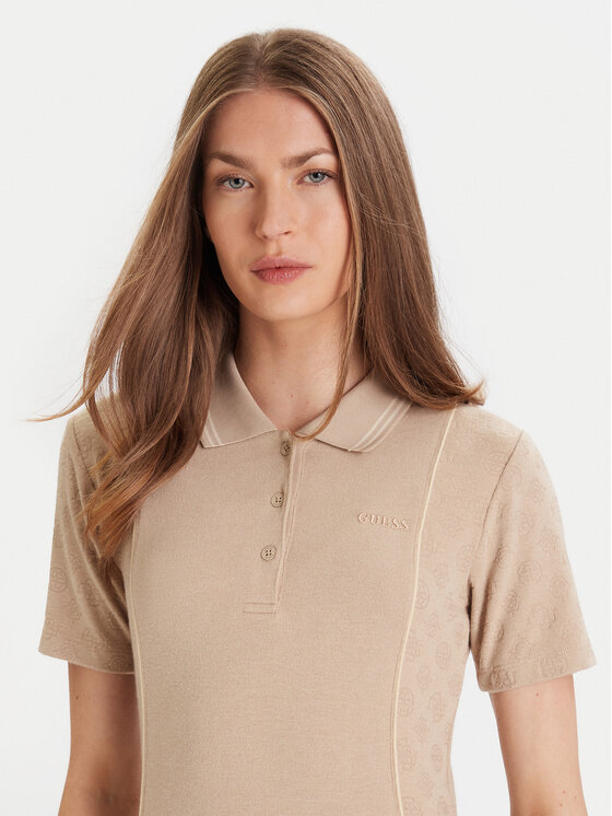 Guess Guess Sukienka dzianinowa V5YK00 KCX12 Beżowy Regular Fit