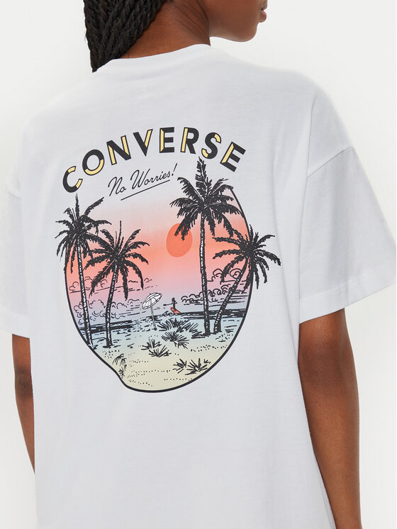 Converse Converse T-krekls W Beach Scenentee 10026378-A01 Balts Regular Fit