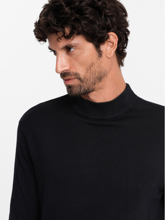 Ombre Ombre Sweter OM-SWTN-0100 Czarny Regular Fit