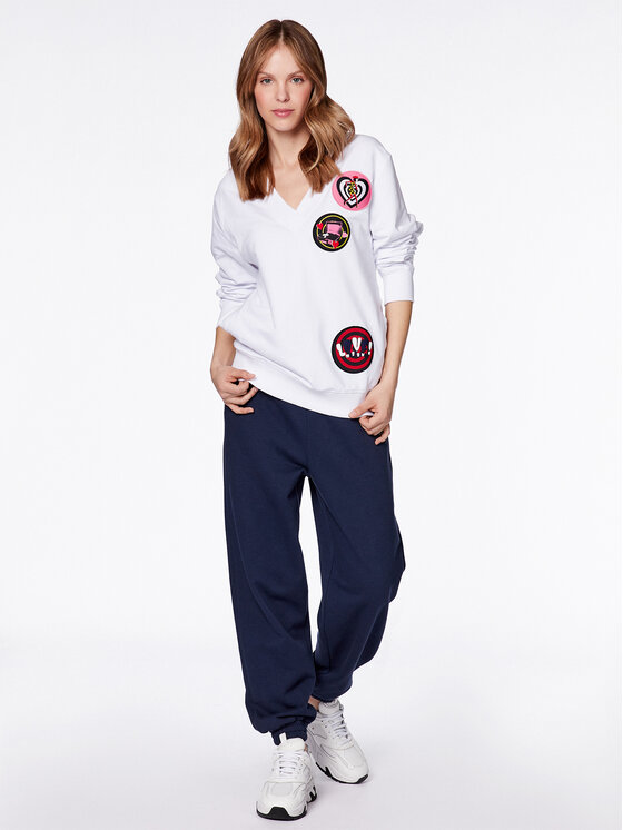 LOVE MOSCHINO Felpa W649980E 2246 Bianco Relaxed Fit Modivo
