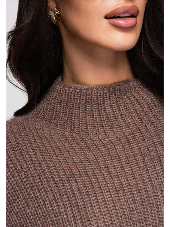 Ombre Ombre Sukienka dzianinowa LW-SWSW-0119 Brązowy Regular Fit