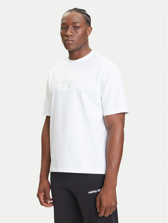 Calvin Klein Jeans Calvin Klein Jeans Tricou Hero Monologo LV04RB295G Alb Relaxed Fit