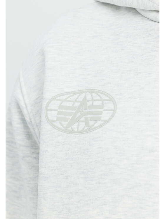 Alpha Industries Alpha Industries Bluza World Logo Backprint Hoodie Szary Loose Fit