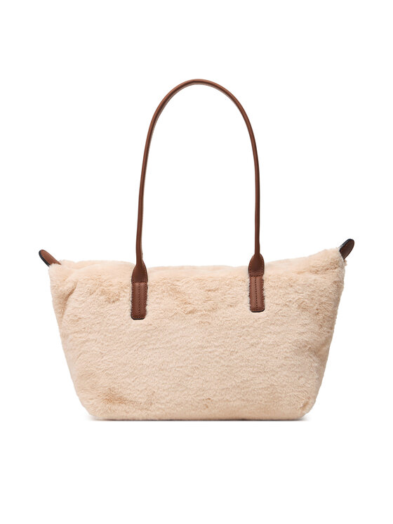 Tommy Hilfiger Tommy Hilfiger Borsetta Popette East West Tote Faux Fur AW0AW19310 Beige chiaro