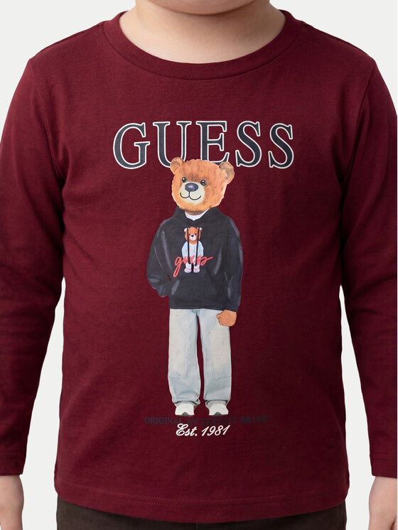 Guess Guess Bluzka N6YI06 K3794 Bordowy Regular Fit