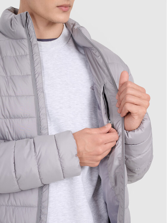 4F 4F Kurtka puchowa MIDSHOP TEXTILE Szary Regular Fit