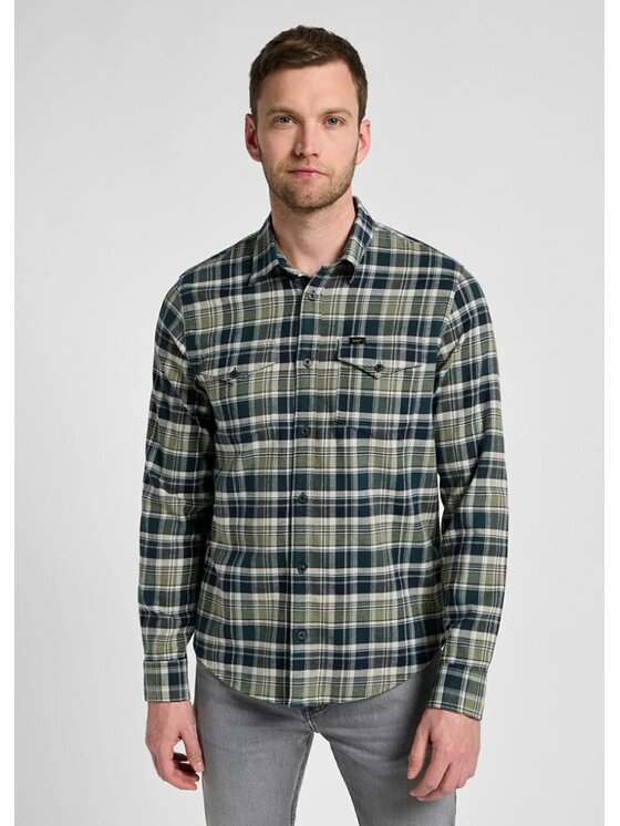 Lee Lee Koszula REGULAR SHIRT Zielony Regular Fit