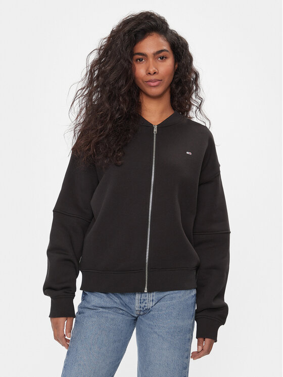 Női Pulóver Tommy Jeans, Méret: XL, Fekete, Tjw Zip Thru Bomber DW0DW17957