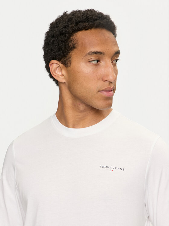 Tommy Jeans Tommy Jeans Majica dugih rukava Linear DM0DM18551 Bijela Slim Fit