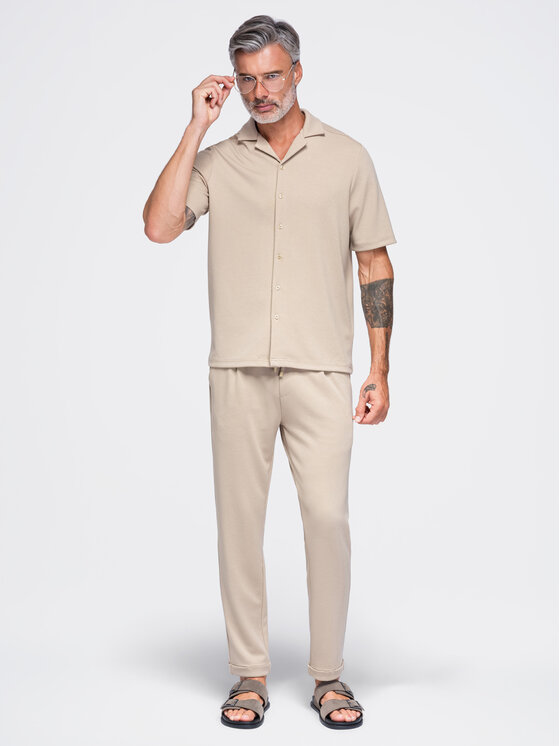 Ombre Ombre Koszula OM-SHCS-0220 Beżowy Boxy Fit