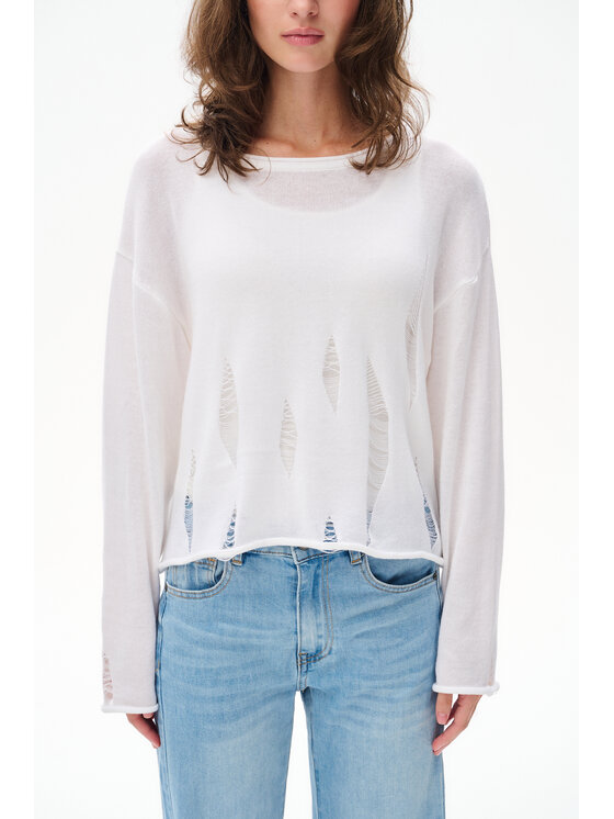 blue shadow blue shadow Sweter Holine Biały Regular Fit