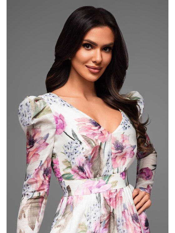 Ombre Ombre Sukienka koktajlowa LA-OM-DLR062 Biały Regular Fit