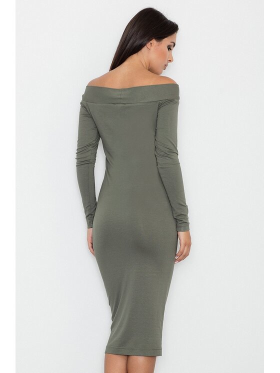 FIGL FIGL Sukienka M558 Khaki Slim Fit