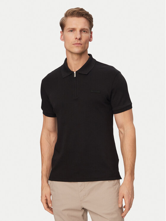 Calvin Klein Tricou polo LV04LE255G Negru Slim Fit