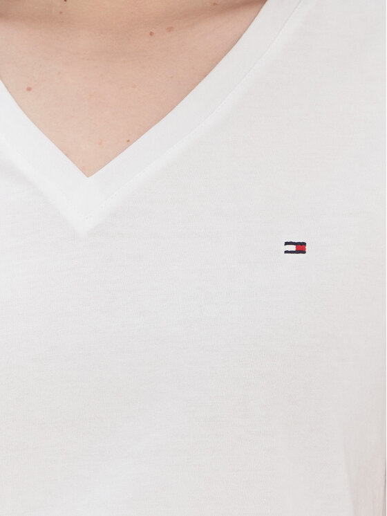 Tommy Hilfiger Tommy Hilfiger T-Shirt Heritage V-Neck Tee WW0WW24969 Λευκό Regular Fit