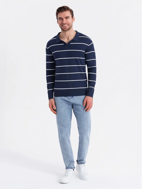 Ombre Ombre Longsleeve OM-POLS-0146 Granatowy Regular Fit