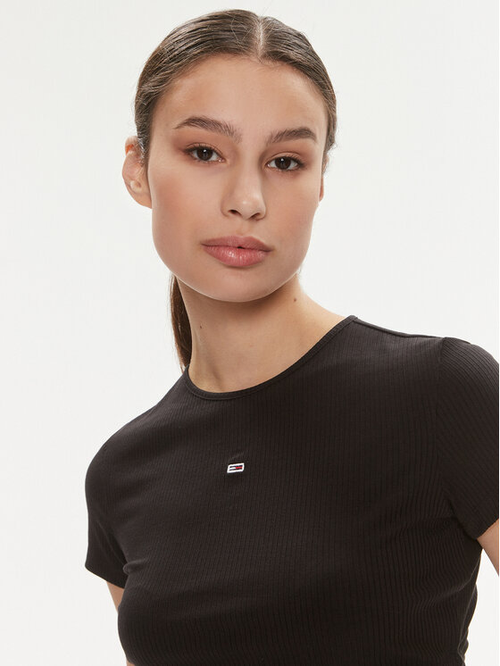 Tommy Jeans Tommy Jeans Póló DW0DW17902 Fekete Slim Fit