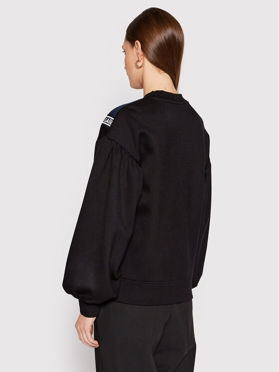 KARL LAGERFELD KARL LAGERFELD Bluza Dual-Tone Logo 220W1802 Czarny Relaxed Fit