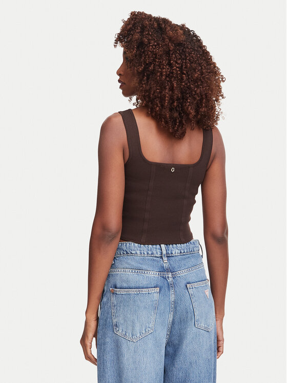 Guess Guess Top W6YZ08 Z0979 Dunkelbraun Slim Fit