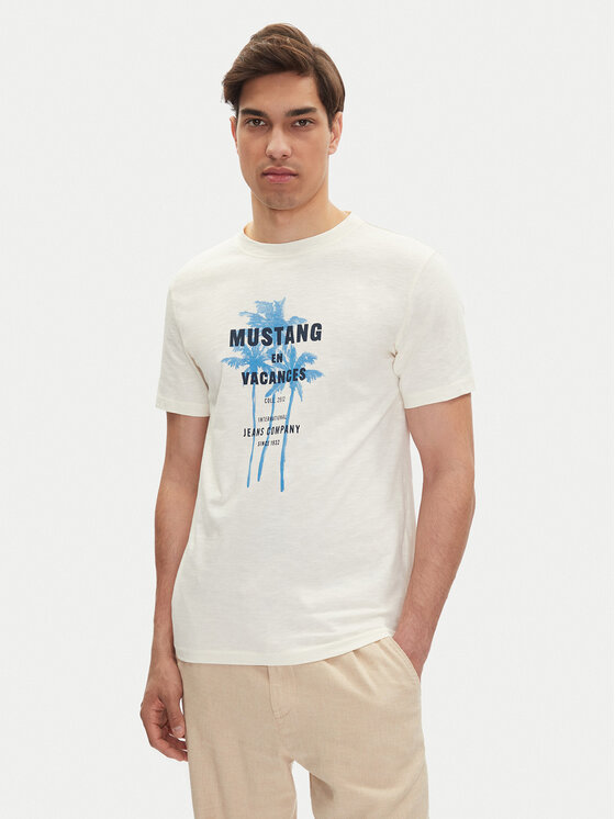 Mustang Mustang T-Shirt Austin 1016490 Biały Regular Fit