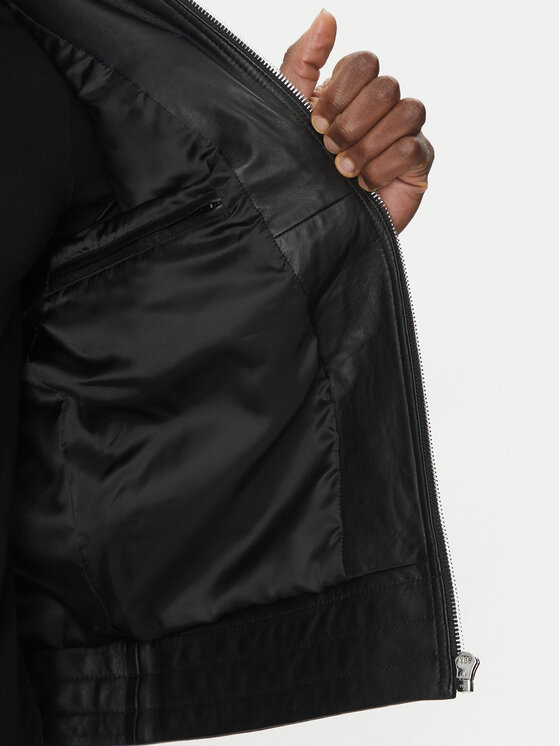KARL LAGERFELD KARL LAGERFELD Kožená bunda 555083 551420 Černá Regular Fit